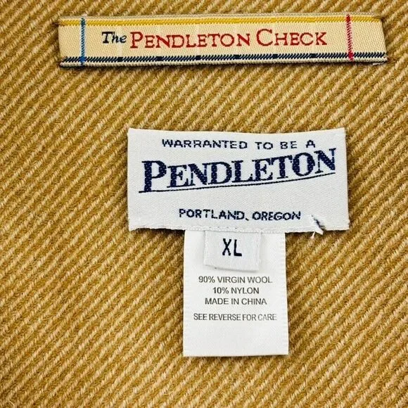 The Pendleton Check Wool Jacket Reversible Womens‎ XL Tan Plaid Button Closure - Picture 3 of 8